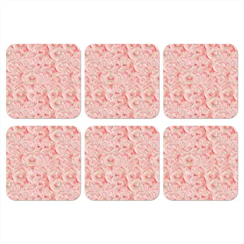 Vloeiend - Olieverf - Roze onderzetter kurk middel 366 -3d