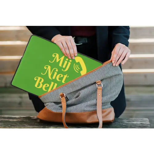 Mij niet bellen - Telefoon - Groen laptophoes neopreen klein -tas