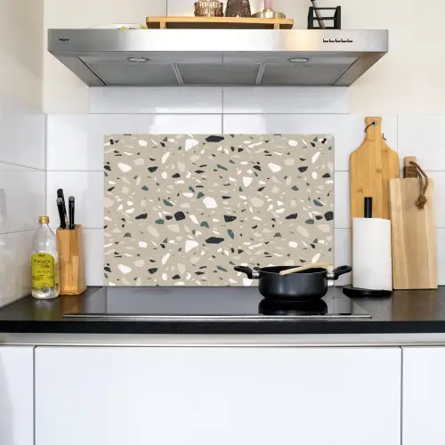 Terrazzo - Patroon - Groen Inductie beschemer met haakjes klein 777 -sfeer2