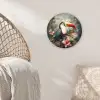 Toekan - Vogels - Bloemen - Planten - Tropisch Wandcirkel kunststof plaat 5mm dik klein -sfeer5