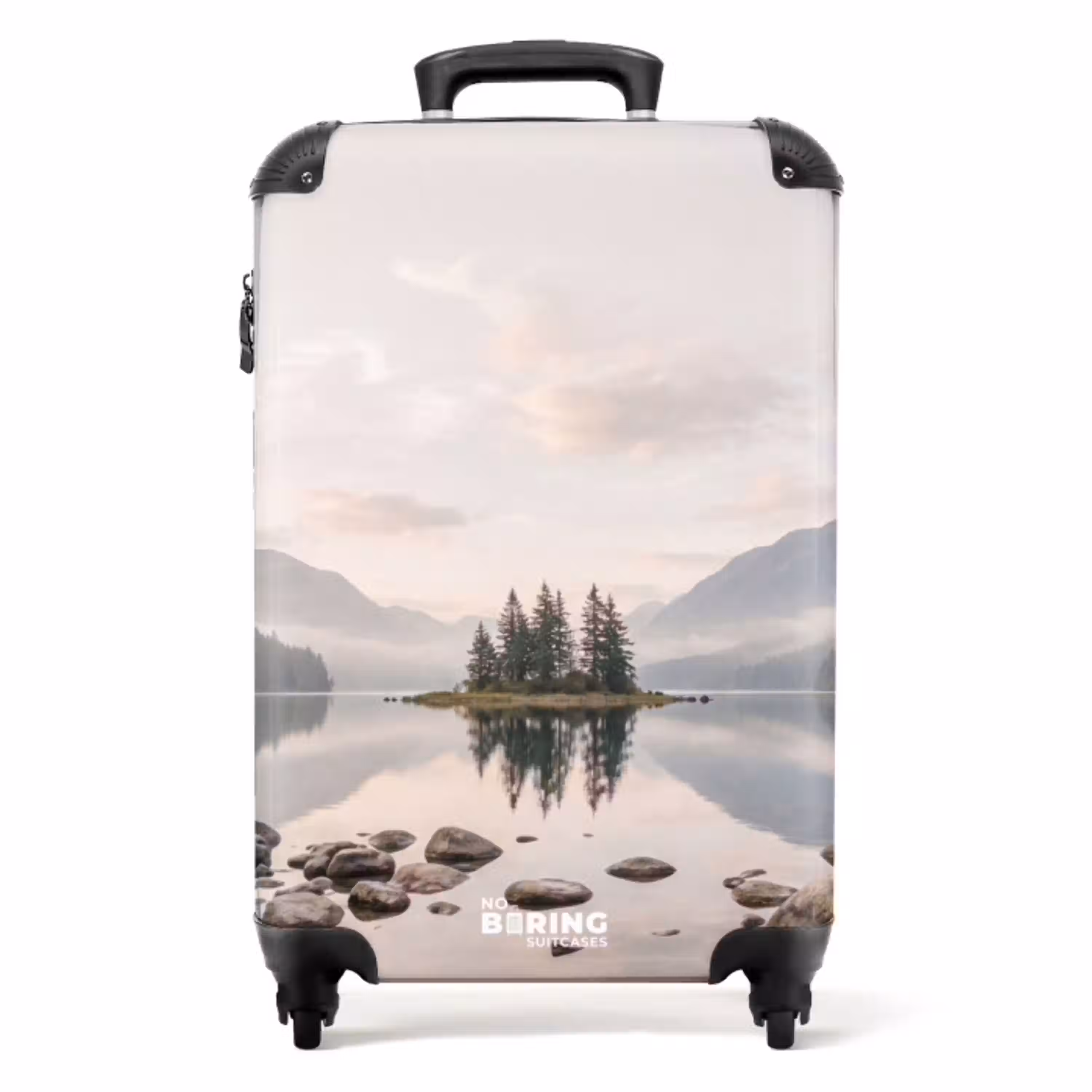 Meer - Bergen - Landschap - Groen NBS - Handbagage koffer - Volwassenen Unisex middel -productfoto_recht
