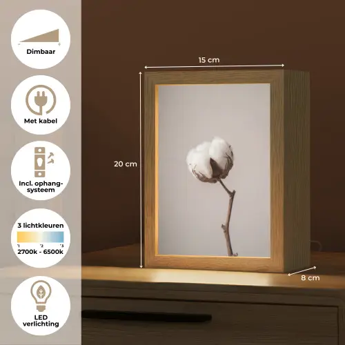 Katoenbol - Minimalistisch - Wit Light Box met kabel (Tafellamp) klein -USP_NL