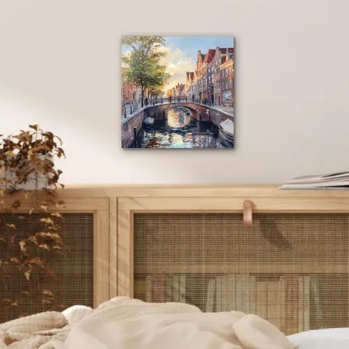 Brug - Stad - Huizen - Boot aluminium wit klein -sfeer3