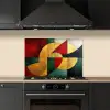 Abstract - Kerst - Goud - Rood - Groen keuken achterwand spatscherm klein -sfeer1