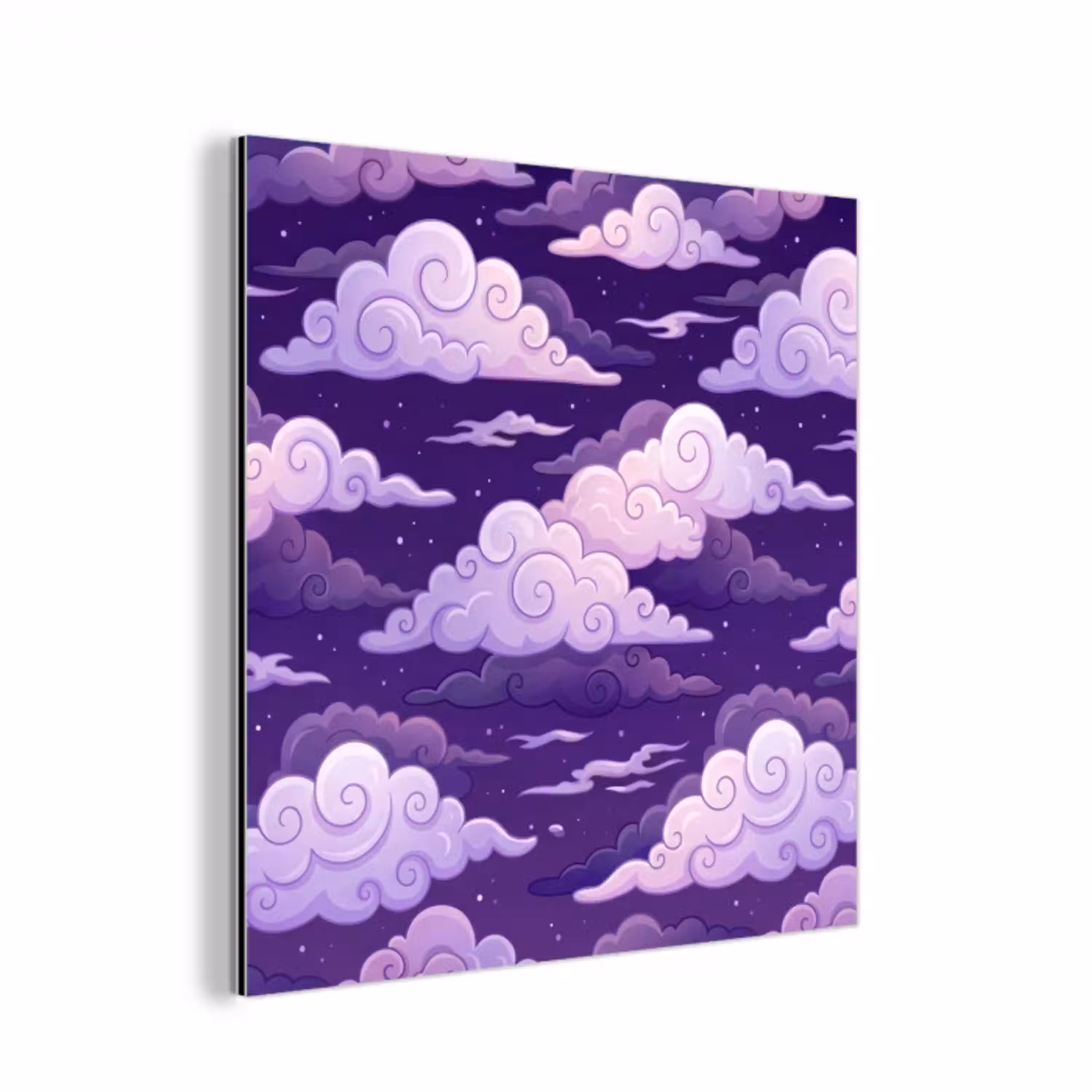 Wolken - Nacht - Natuur - Abstract - Paars aluminium wit klein -3d
