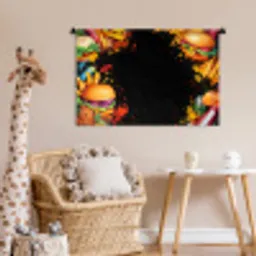 Fastfood - Graffiti - Hamburger - Eten - Modern Wandkleed katoen middel -wsfeer5_kind