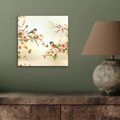 Takken - Bloemen - Vogeltjes - Roze aluminium wit klein -sfeer2