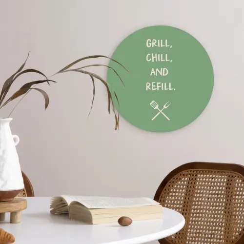 Grill - Groen - Zomer - Quote Wandcirkel plexiglas klein -sfeer4