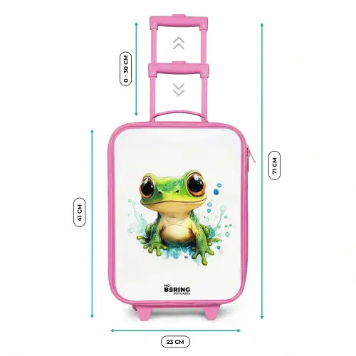Groene kikker met grote ogen op witte achtergrond Kinderkoffer - Roze klein -productfoto_formaten