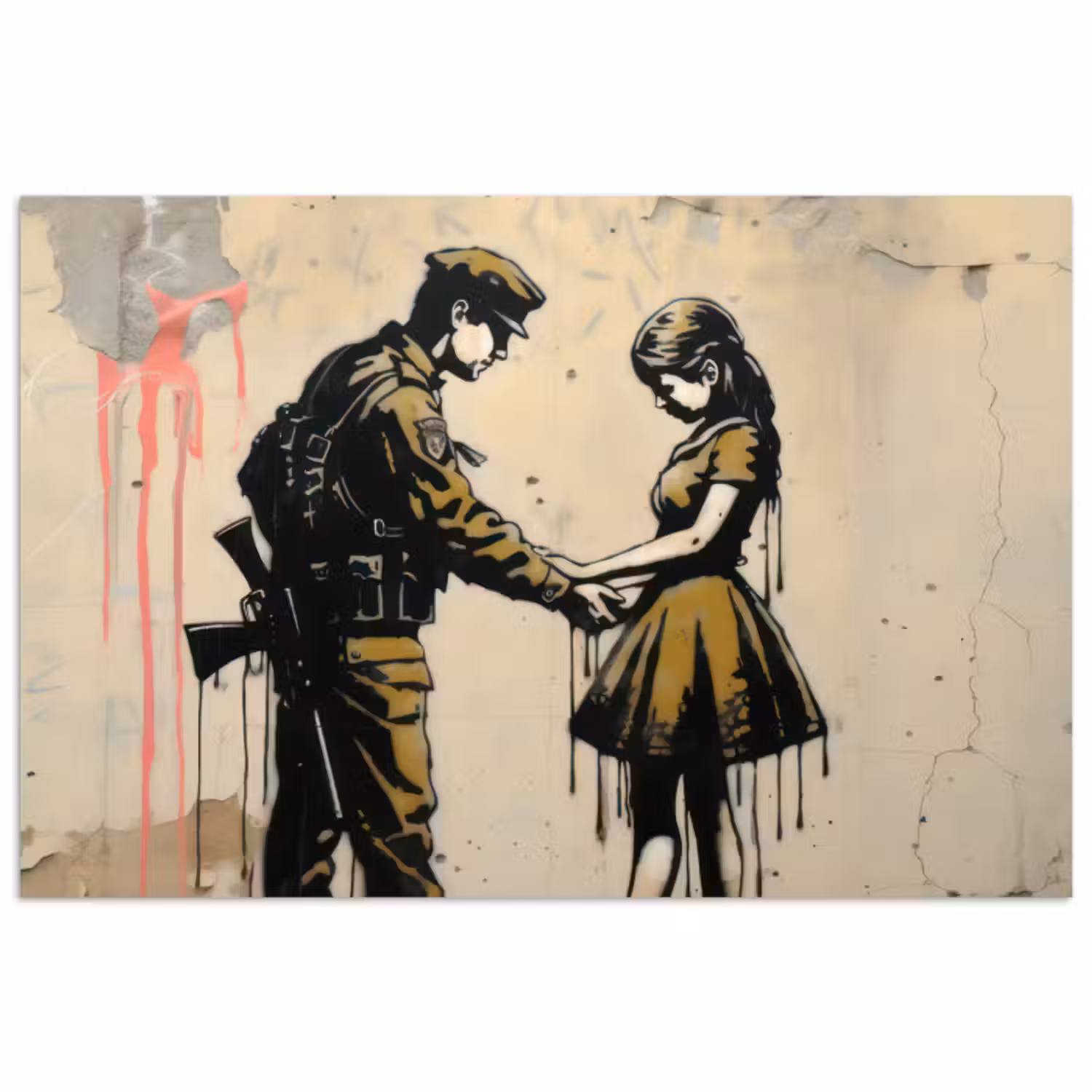 Poster - Soldat - Mädchen - Braun - Graffiti