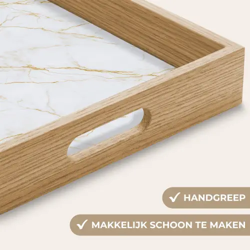 Wit - Marmer - Goud - Luxueus Dienblad Rechthoek middel 911 -USP_HandgreepNL