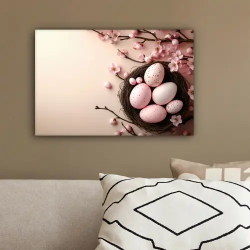 Roze - Bloesems - Eieren canvas 2cm klein -sfeer3