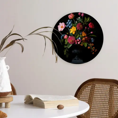 Bloemen - Vrolijk - Vaas Wandcirkel plexiglas klein -sfeer4