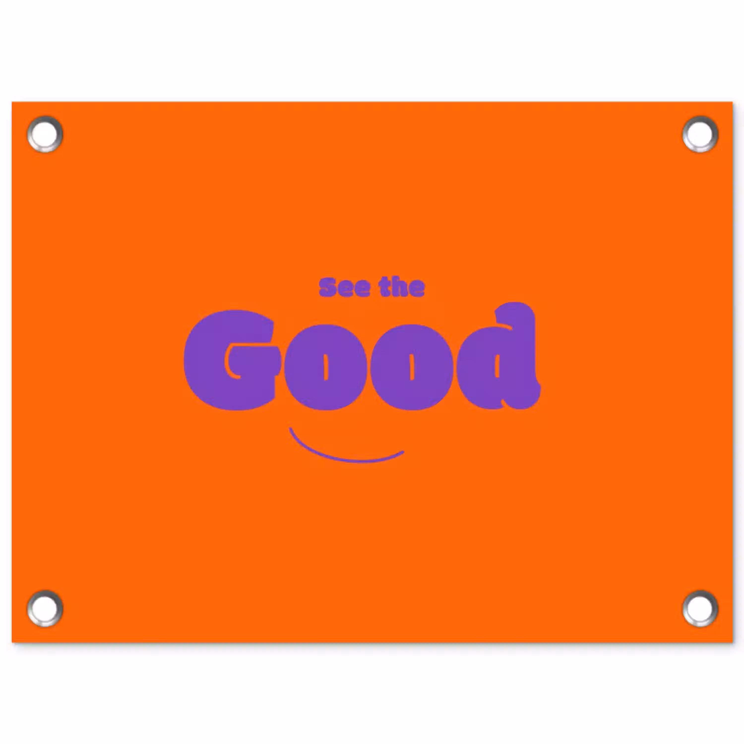 See the good - Paars - Oranje - Smiley tuinposter los doek klein -3d