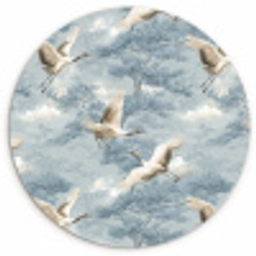 Wolken - Kraanvogels - Blauw Wandcirkel kunststof plaat 5mm dik klein 188 -3d