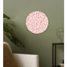 Doolhofpatroon - Roze - Wit - Abstract Wandcirkel kunststof plaat 5mm dik klein 188 -sfeer3