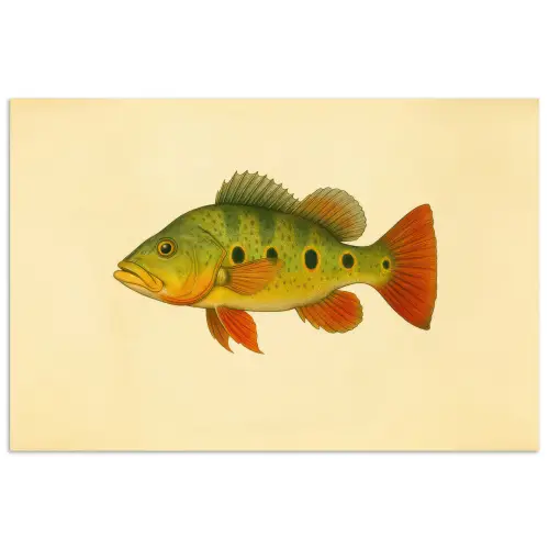 Schubben - Vis - Groen - Illustratie poster papier klein -3d