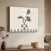 Vaas - Geruit - Groen - Bloem Textielframe zwart klein -sfeer3
