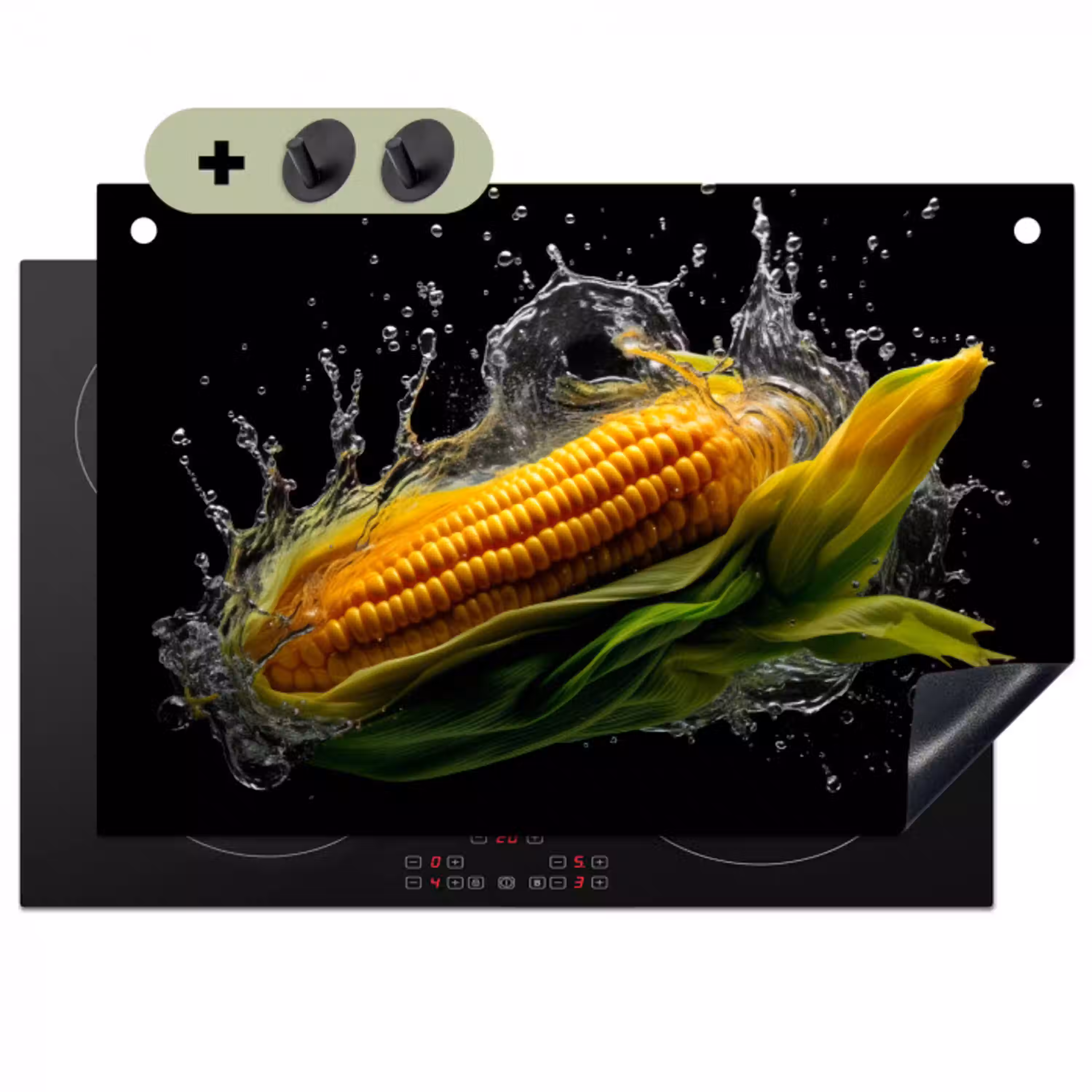 Maïs - Groente - Planten - Zwart - Water Inductie beschemer met haakjes klein -3d