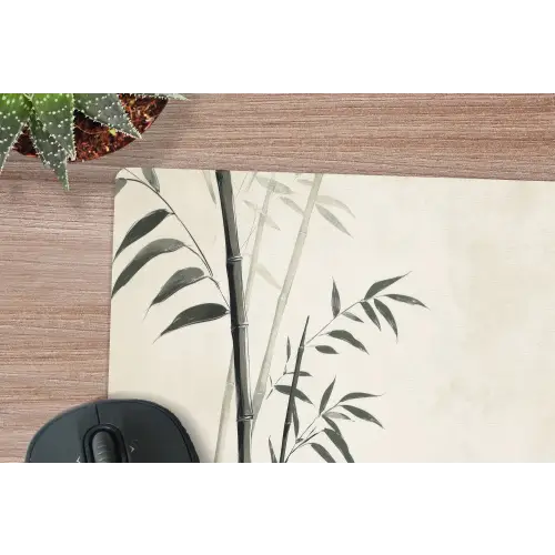 Japandi - Bamboe - Beige muismat rubber klein -closeup