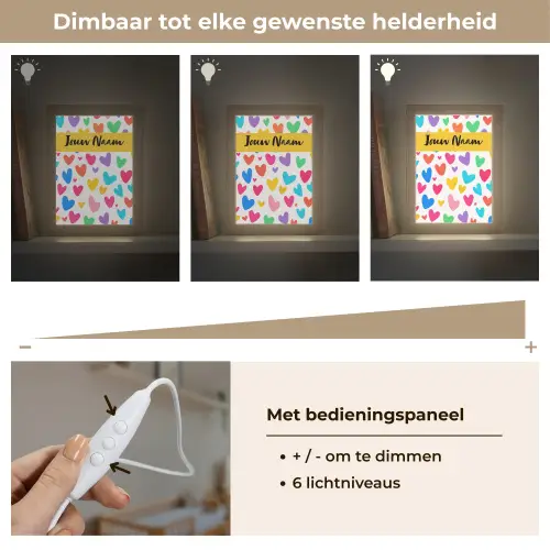 Hartjes - Kleurrijk - Patroon Light Box met kabel (Kinderlampje) klein -USP_dimbaarNL