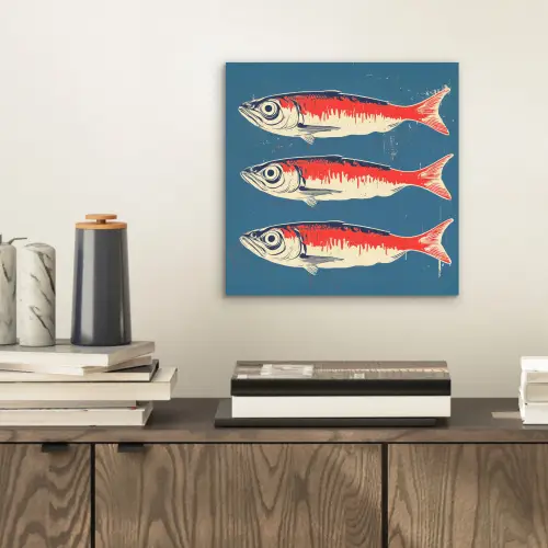 Vissen - Rood - Blauw aluminium wit klein -sfeer1