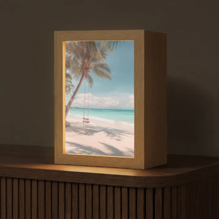 Palmboom - Schommel - Strand - Lucht Light Box met kabel (Tafellamp) klein -z3d_website