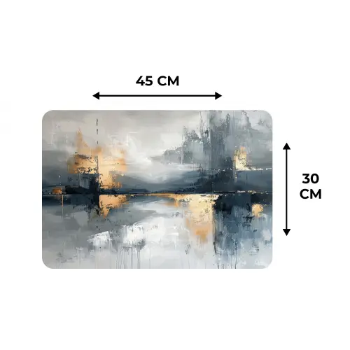 Kunst - Grijs - Goud - Abstract Placemat vinyl groot -specs