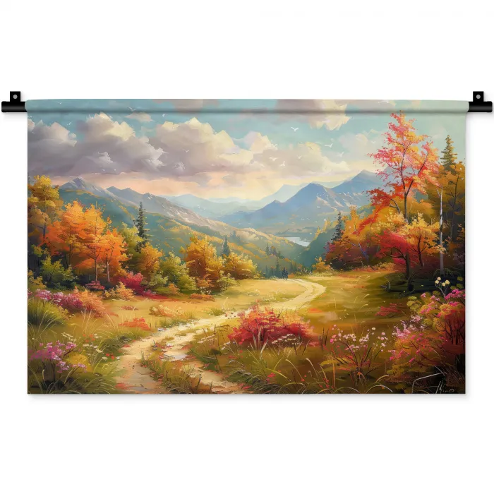 Landschap - Illustratie - Natuur Wandkleed katoen klein -zz3d