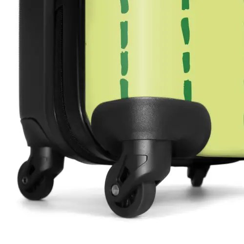 Limegroene achtergrond met donkergroene streepjes NBS - Handbagage koffer - Kinderen Unisex middel -wiel