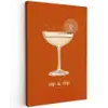 Cocktail - Oranje - Zomer - Quote Tuinposter op houten frame 2 cm dik klein -3d