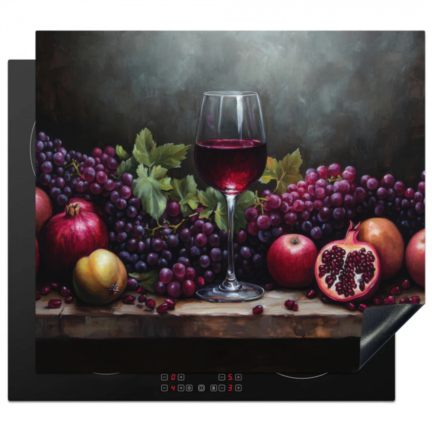 Wijn - Fruit - Stilleven Inductie beschermer vinyl 3mm middel -3d