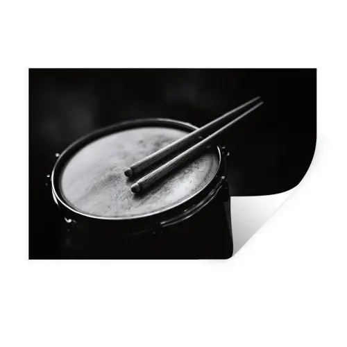 Trommel - Close-up - Drumstokken - Zwart Muursticker klein -3d