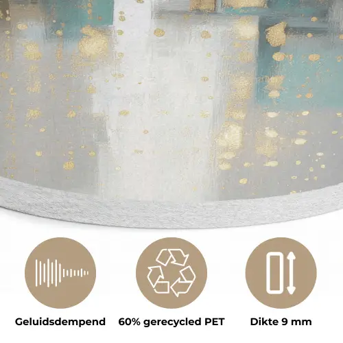 Abstract - Blokken - Goud - Skyline Akoestische PET Vilt - Rond klein -closeup_NL