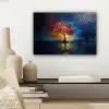 Boom - Blauw - Bladeren - Vakken canvas 2cm klein -sfeer6