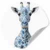 Giraffe - Delfts blauw - Dieren - Minimalistisch Wandcirkel behangsticker klein -3d