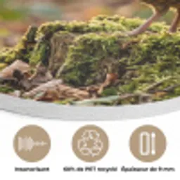 Houtsnip - Bos - Bladeren - Herfst - Gecamoufleerd Akoestische PET Vilt - Rond klein -closeup_FR