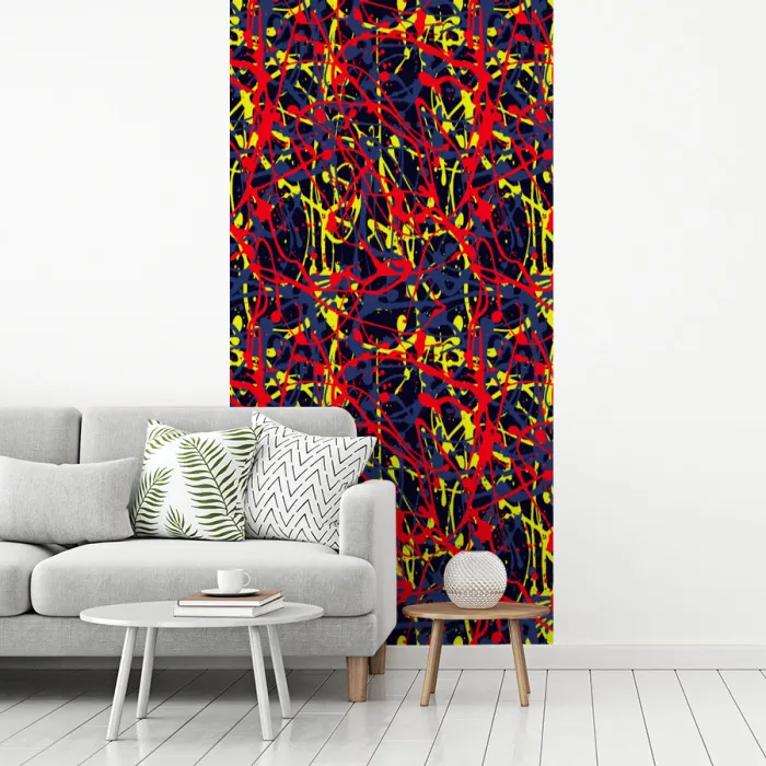 Waterverf - Rood - Geel fotobehang vinyl groot 64 -woonkamer