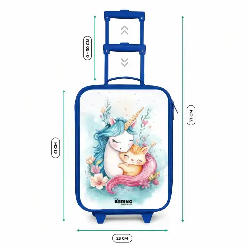 Eenhoorn met blauwe manen en oranje kitten Kinderkoffer - Blauw klein -productfoto_formaten