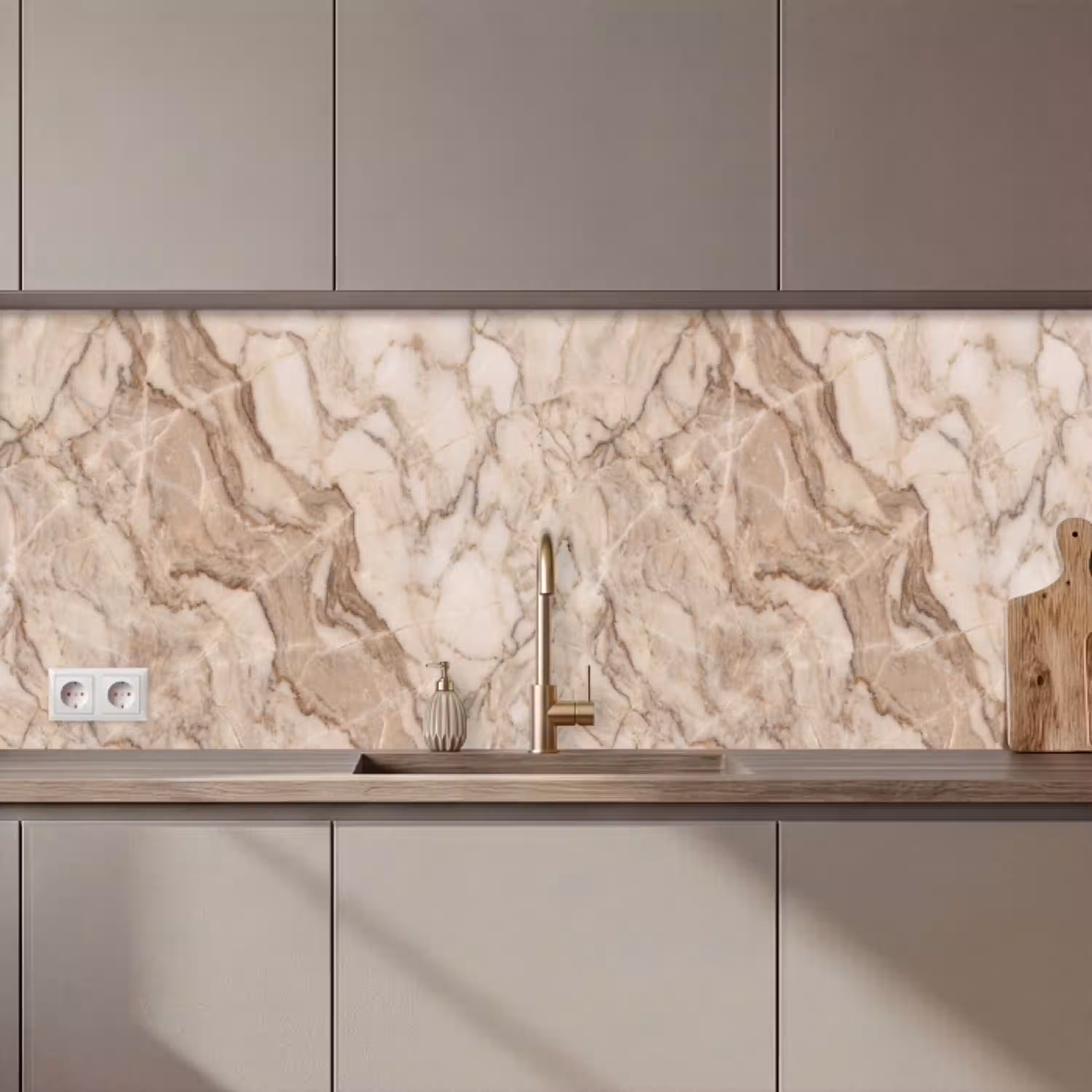 Marmer - Aderen - Textuur - Beige - Modern keuken achterwand 2 middel zz_3dshopping