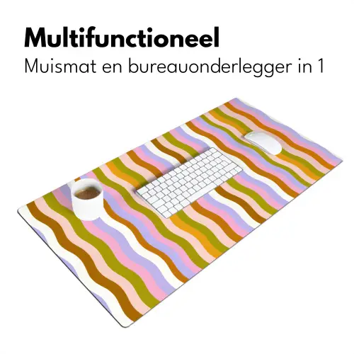 lijnen - Golven - Pastelkleuren - Patroon Muismat XXL klein -sfeer4
