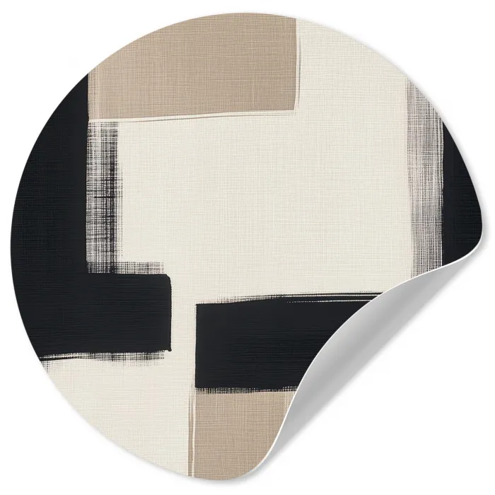Zwart - Abstract - Japandi Wandcirkel behangsticker klein -3d