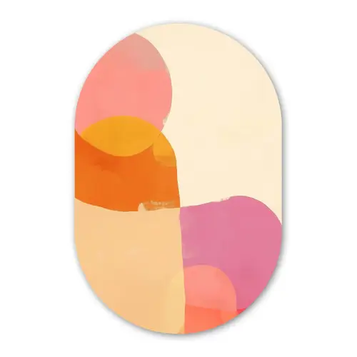 Vormen - Abstract - Kleurrijk Wandcirkel Ovaal Forex klein -3d