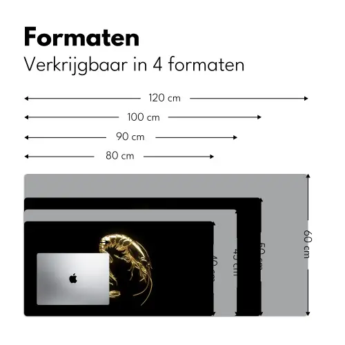 Garnalen - Zwart - Goud - Dieren Muismat XXL klein -sfeer5