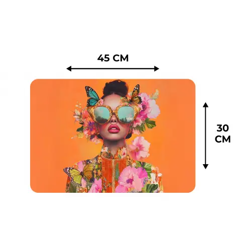 Vlinders - Vrouw - Zonnebril - Kleurrijk Placemat vinyl groot -specs
