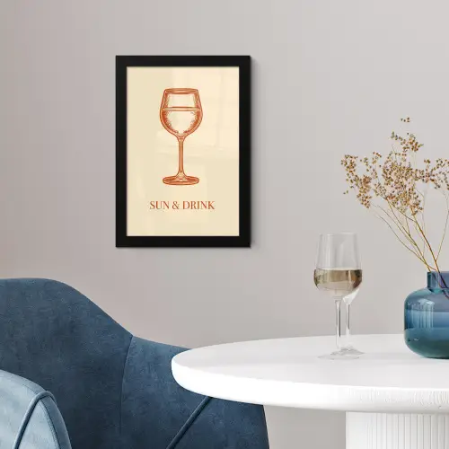 Wijn - Zomer - Quote - Oranje fotolijst zwart zonder passe partout klein -sfeer4