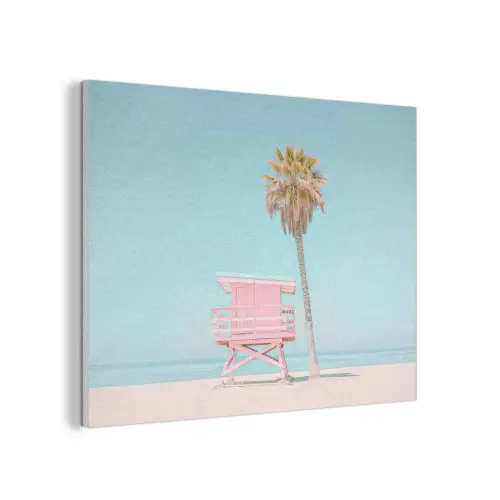 Palmboom - Strandhuis - Roze PET vilt klein -3d