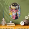 Expressief - Milkshake - Vrouw - Felle kleuren Wandcirkel Ovaal Forex klein -sfeer2