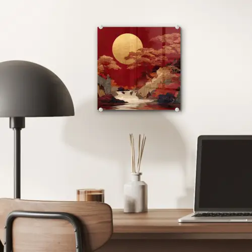 Volle maan - Landschap - Waterval plexiglas 5mm klein -sfeer6