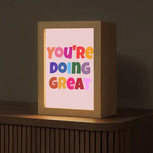 You're doing great - Roze - Kleurrijk Light Box met kabel (Tafellamp) klein -z3d_website